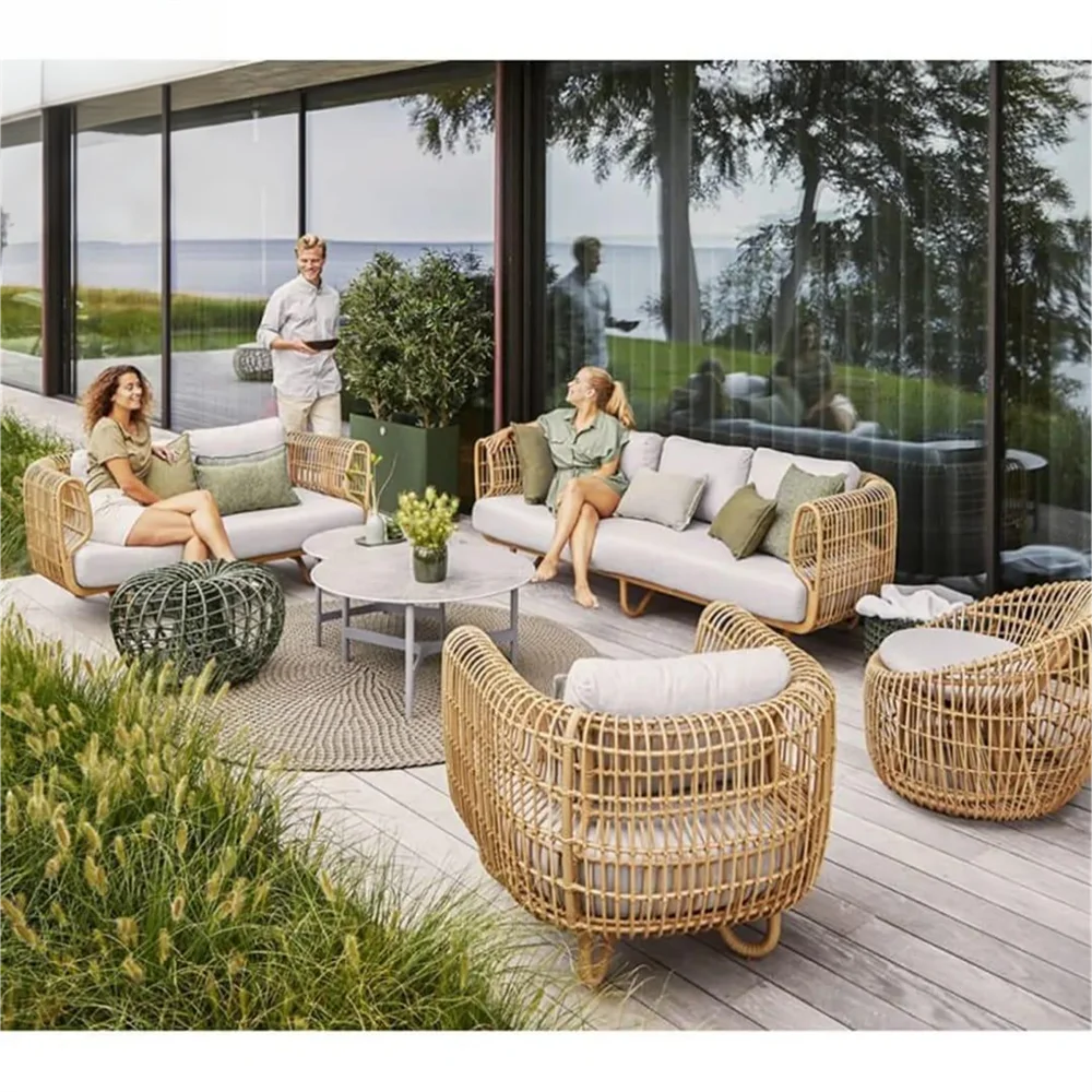 Outdoor garden furniture High-grade aluminum frame with PE rattan weaving high rebound foam Cushion UV- resistant waterproof