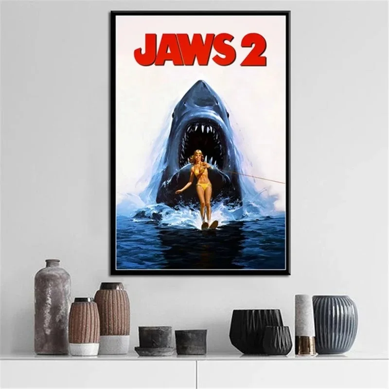 American Classic Horrible Movie Jaws Posters Canvas Painting Mordern Wall Art Picture Living Room Bedroom Home Decor Frameless