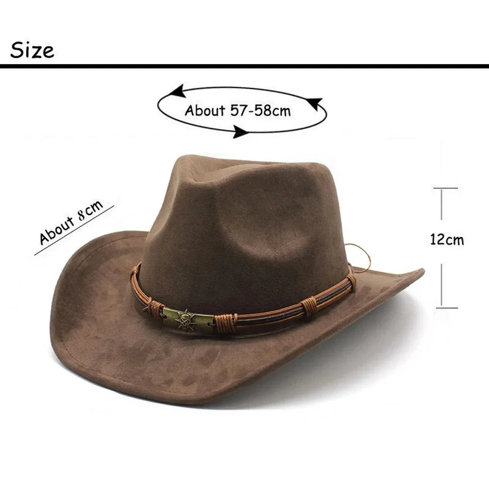 Western Cowboy Hat Jazz Knight Hats For Men Ethnic Style Felt Hats With Bull Shaped Decor Grassland Country Hat Sombrero