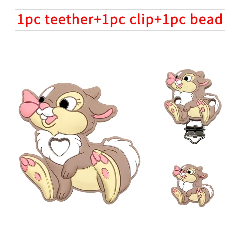 3-teiliges Set Silikon-Cartoon-Beißring Nippelclip-Perlen DIY Schnullerketten-Clips Perlen Geschenk Schmuckzubehör