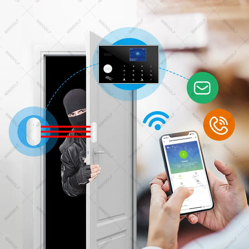 Tuya Wifi GSM Home Security Alarmsystem Unterstützung Temperatur Luft feuchtigkeit 433MHz Einbrecher Host Smart Life App Steuerung Alexa Google