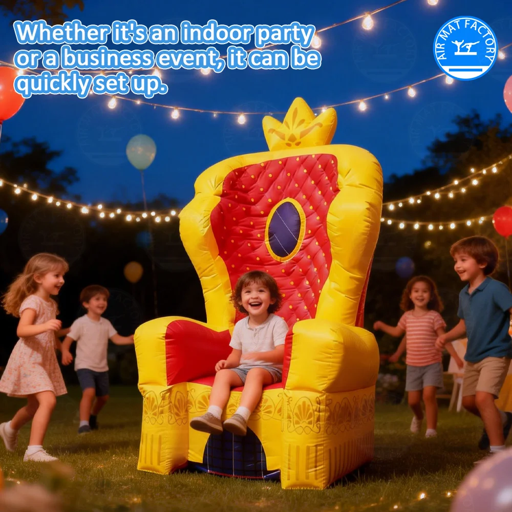 

Inflatable King Queen Throne Chair for Kids, 1x1x2.4m Giant Blow Up Chair with Electric Pump, Great for Birthday Parties