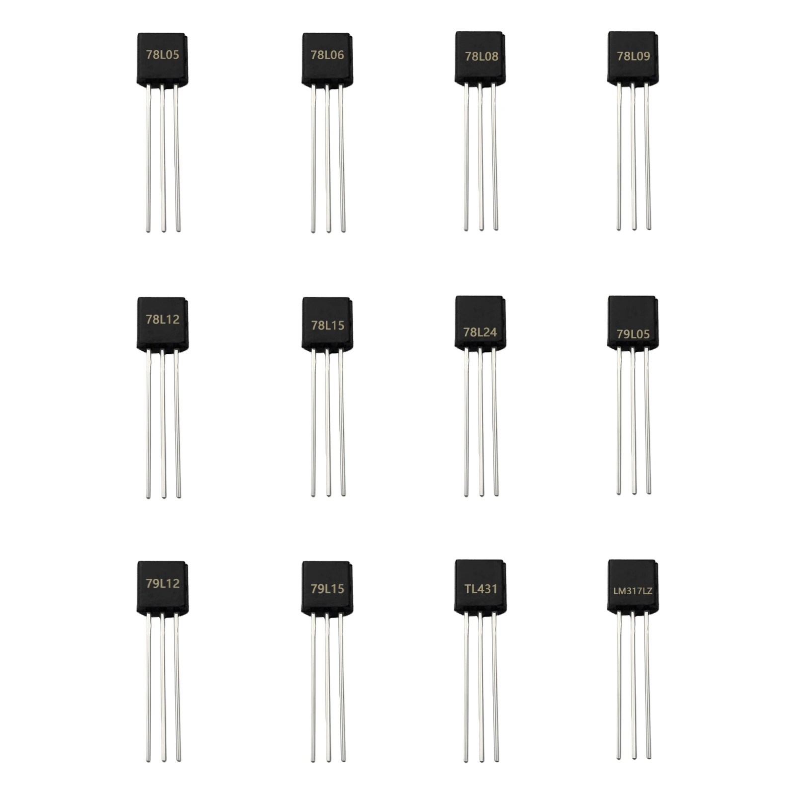 12 Values TO-92 Three Terminal Voltage Regulator Kit 78L05 78L06 78L09 78L12 78L15 78L24 79L05 79L12 79L15 TL431 LM317LZ 120 Pcs