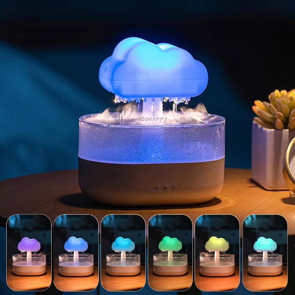 

2023 Rain Cloud Night Light Humidifier With 7 Color Led Light And Raining Water Drop Sound Essential Oil Diffuser Aromatherapy