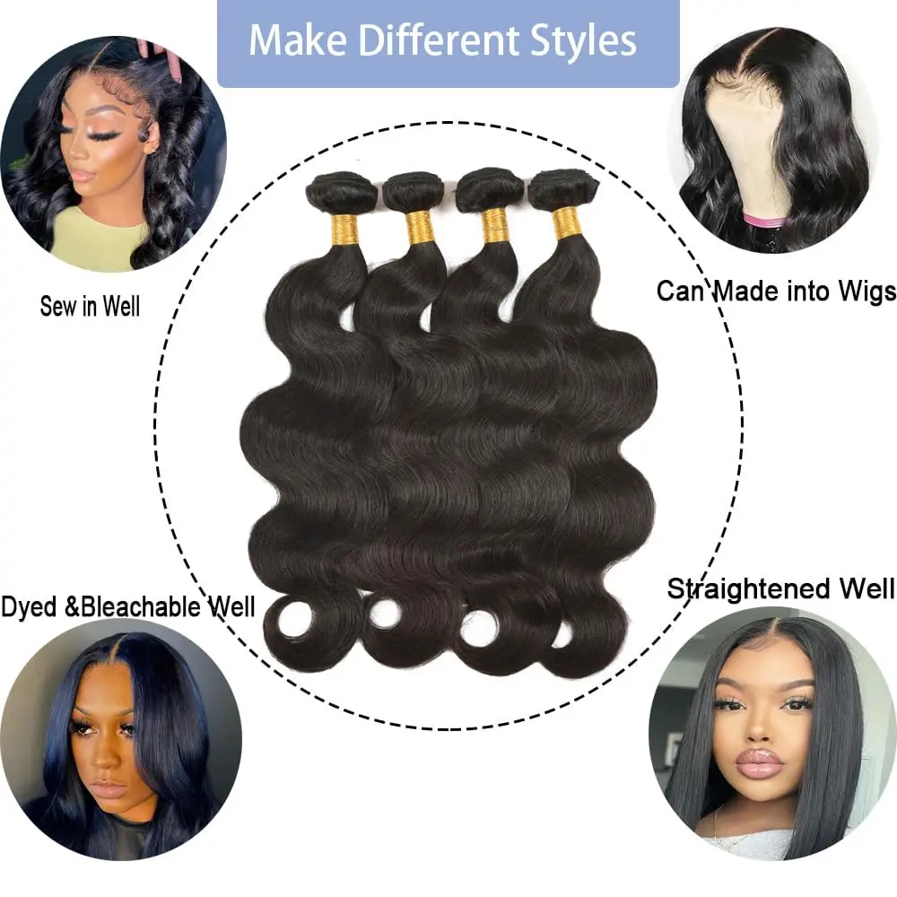 Human Hair Bundles Body Wave Bundles Human Hair 18 20 22 Inch 10A Grade 100% Unprocessed Brazilian Virgin Hair