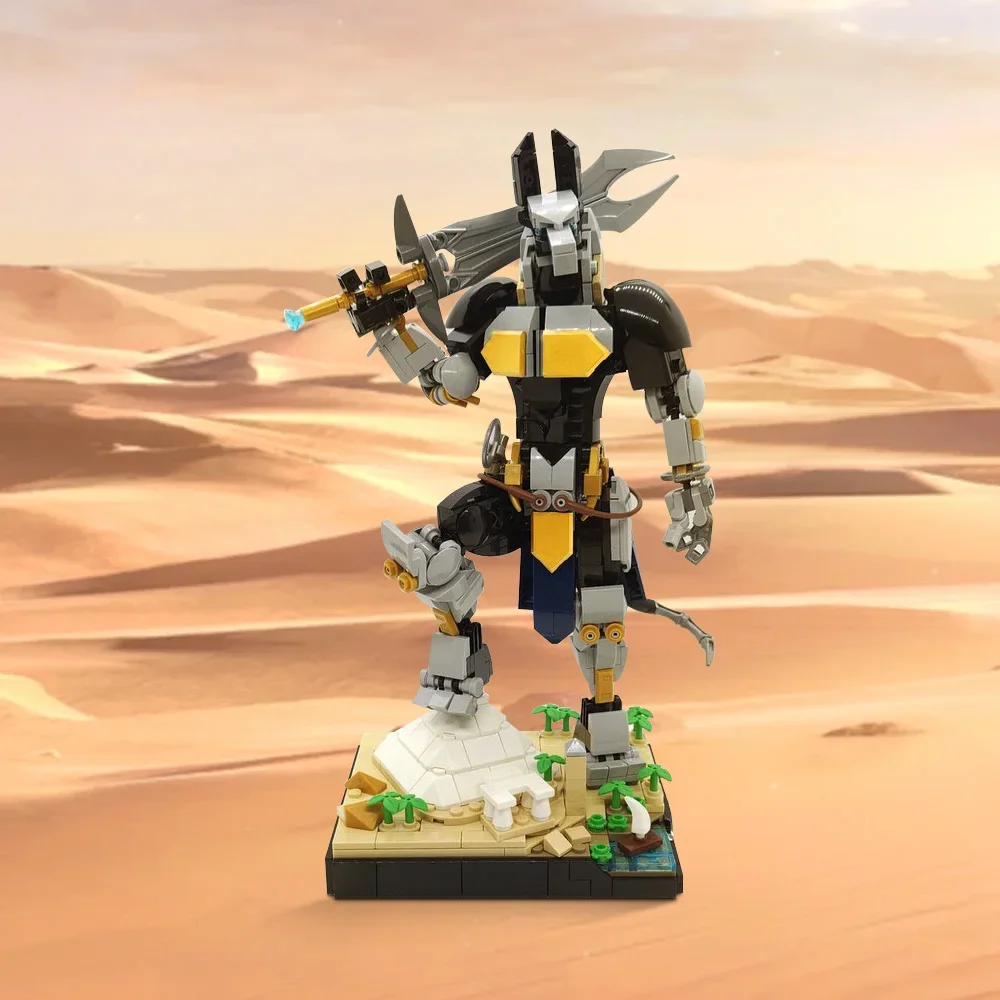 MOC Metal Anubis Mecha Model Building Blocks Egyptian God Desert Death Alpha Dog Action Figure Robot Assembl Bricks Toy Gift