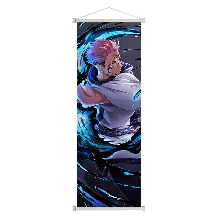 VIKAMA Supernatural Battle Anime Wall Scroll Tapestry Cursed Sorcerer Warrior Art Cloth Poster for Bedroom Gaming Room Otaku