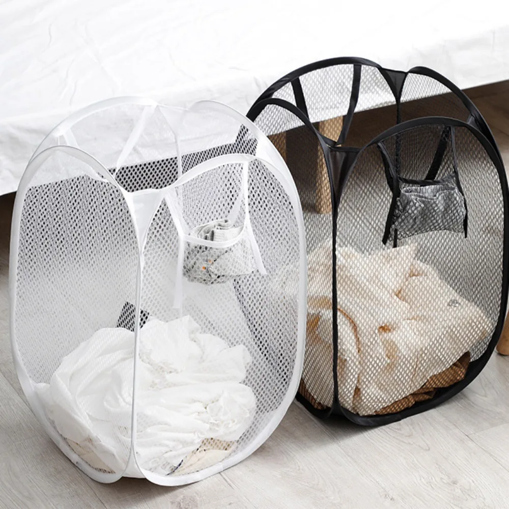 Folding Laundry Basket Dirty Clothes Basket Skeleton Ventilated Foldable Easy Storage Portable Large Capacity Clothes Basket