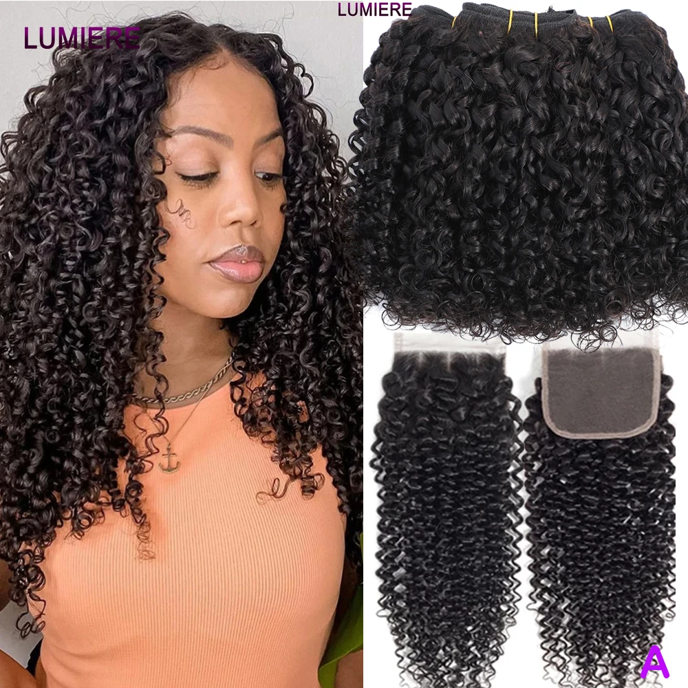 

Pixie Curly Afro Kinky Deep Curly Пучки с застежкой Фронтальная HD Прозрачные девственные необработанные человеческие волосы 3/4 Пучки наращивания 18A