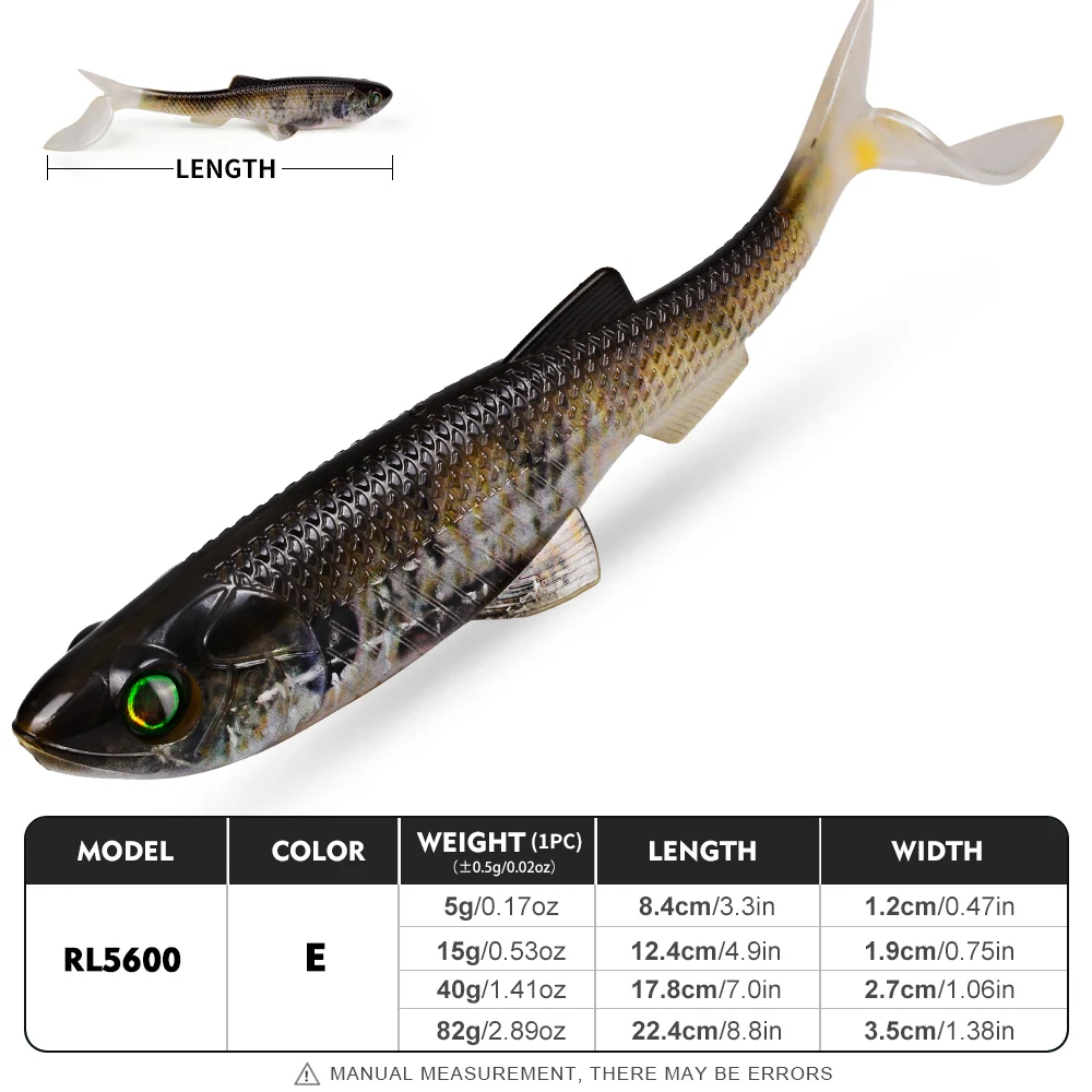 Sunlure 2/5/8 Stück T-Tail Weichköder mit 3D-realistischen Fischaugen, Swimbait, künstlicher Silikon-Shad-Köder für Bass, Salzwasser-Angelzubehör