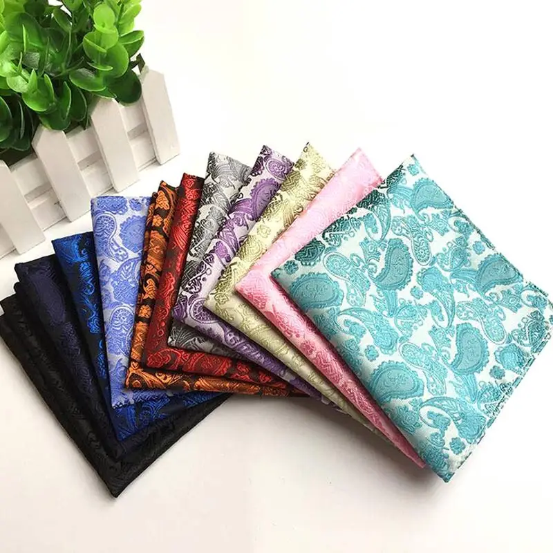 25x25cm setelan bisnis pria saputangan persegi saku untuk mode pernikahan Paisley Dot sapu tangan hadiah handuk dada pria