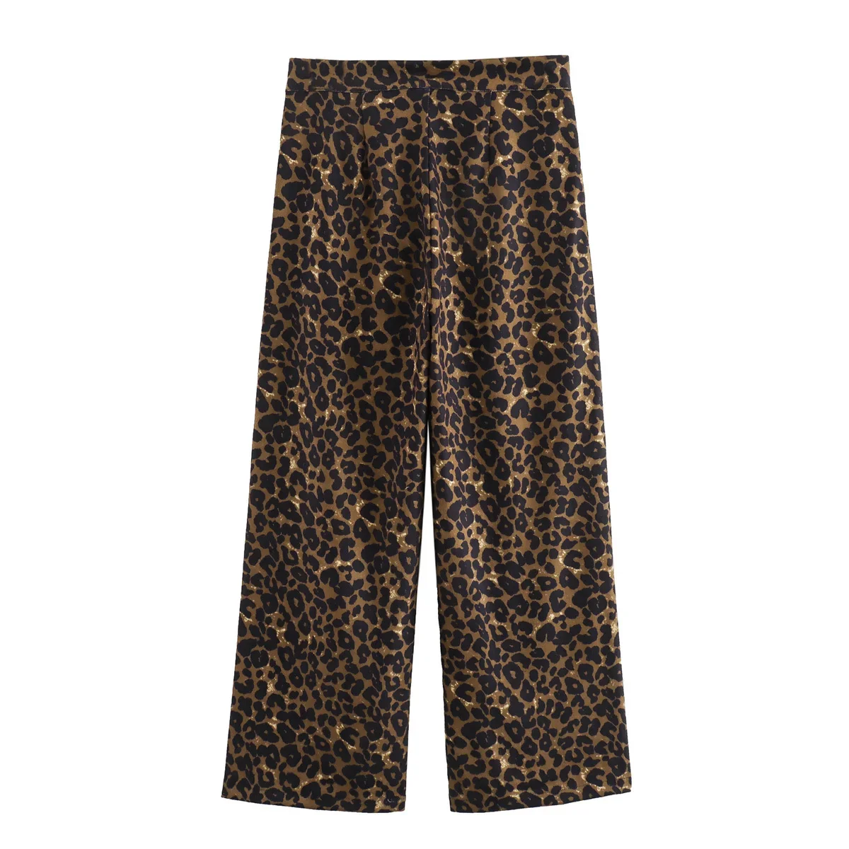 Pantalones rectos con bolsillos laterales para Mujer, pantalón Retro de cintura alta con cremallera, temperamento, Joker, leopardo, 2024