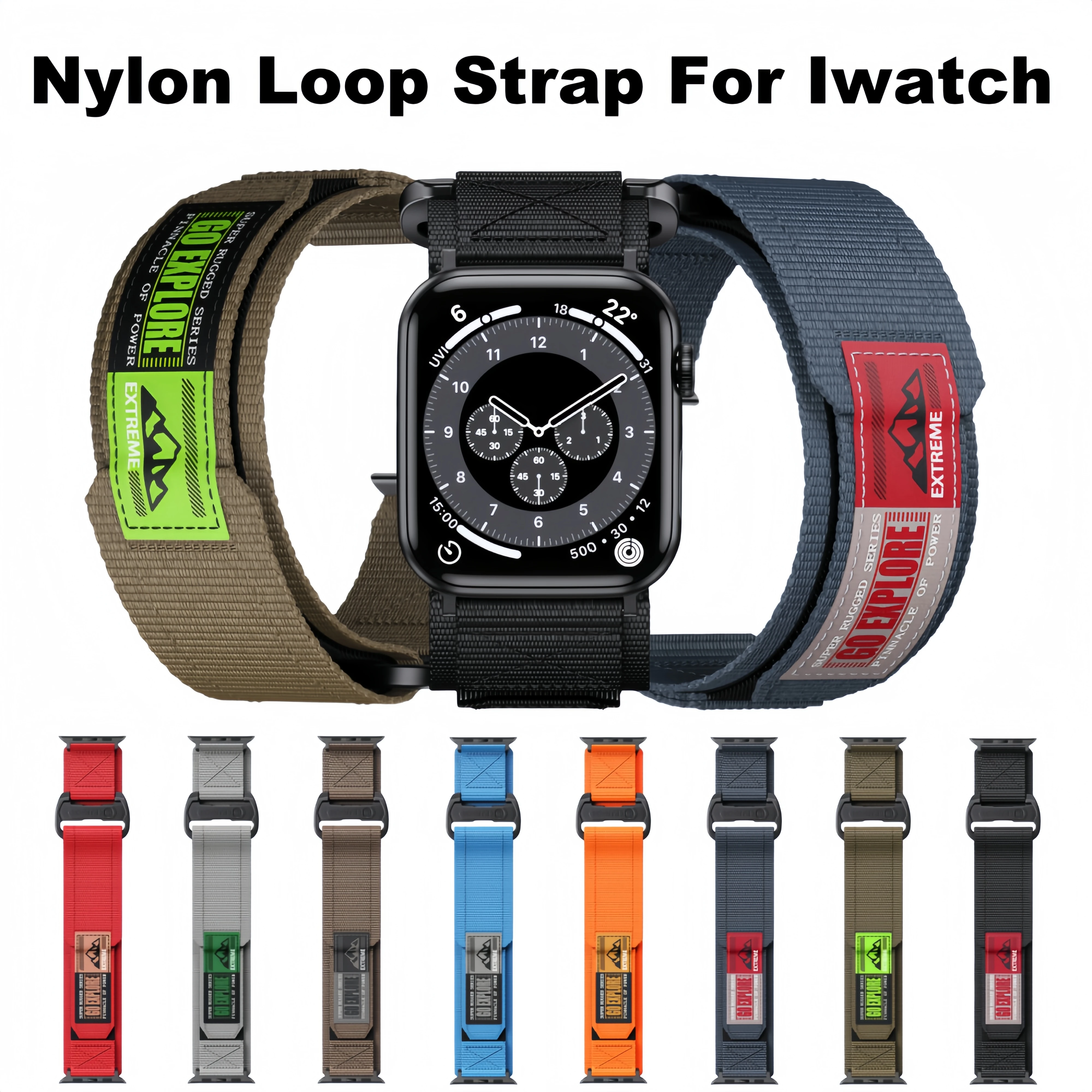 

Nylon Band For Apple Watch 45 44MM 49MM 42MM 41MM 38MM Breathable Woven Strap Compatible With Iwatch Serise8 9 10 7 6 5 Ultra SE