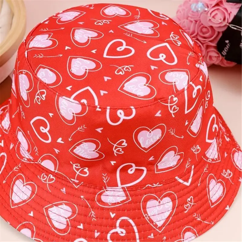 

39BB Heart Bucket Hat Reversible for Headgear Fisherman Hat Dress-up Casual Wear