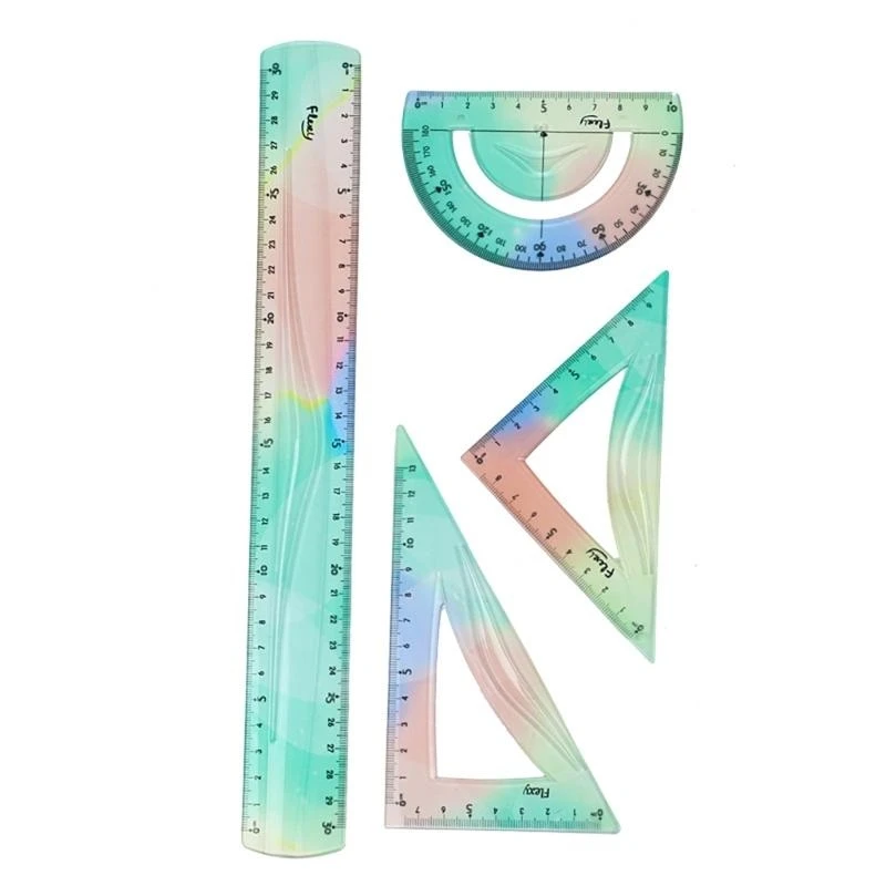 

DXAB 4Pcs Colorful Flexible Ruler, Shatterproof Straight Ruler Soft Bendable Ruler