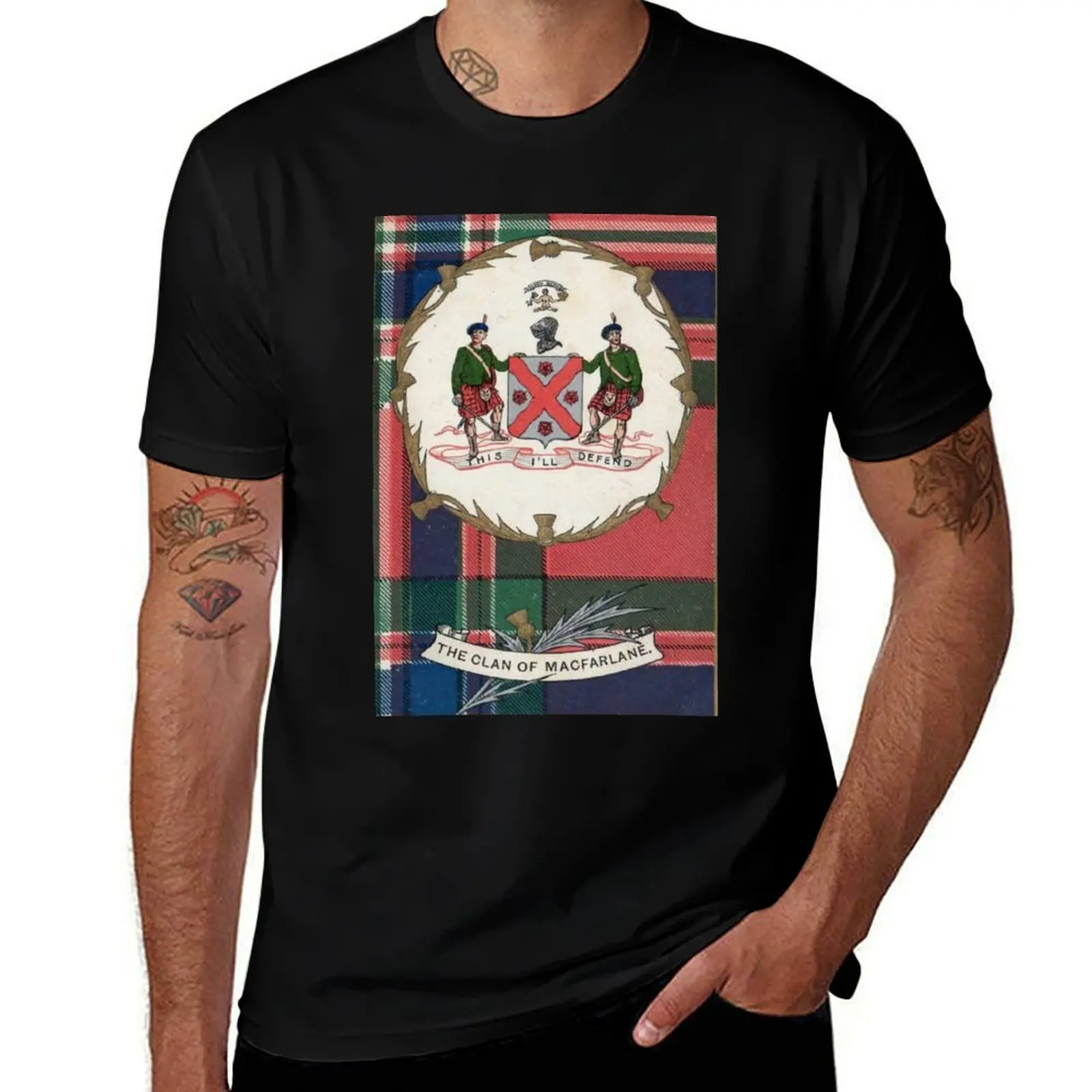 

Clan MacFarlane Vintage Tartan Crest Badge T-Shirt korean fashion baggy shirts customs blue lock Men's t shirts