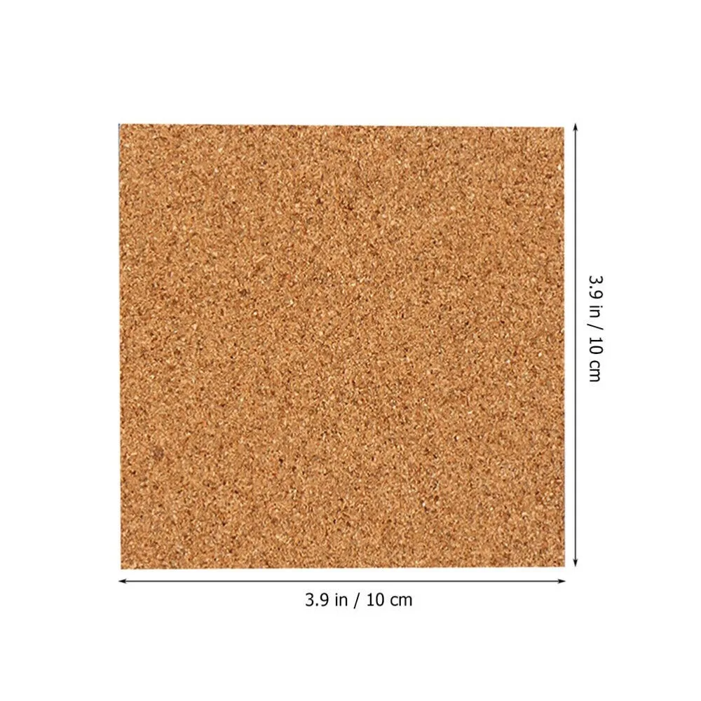10pcs Square Natural Cork Coasters 100cm Self-adhesive DIY Mat Non-slip High Temperature Resistant For Office School Home Bar