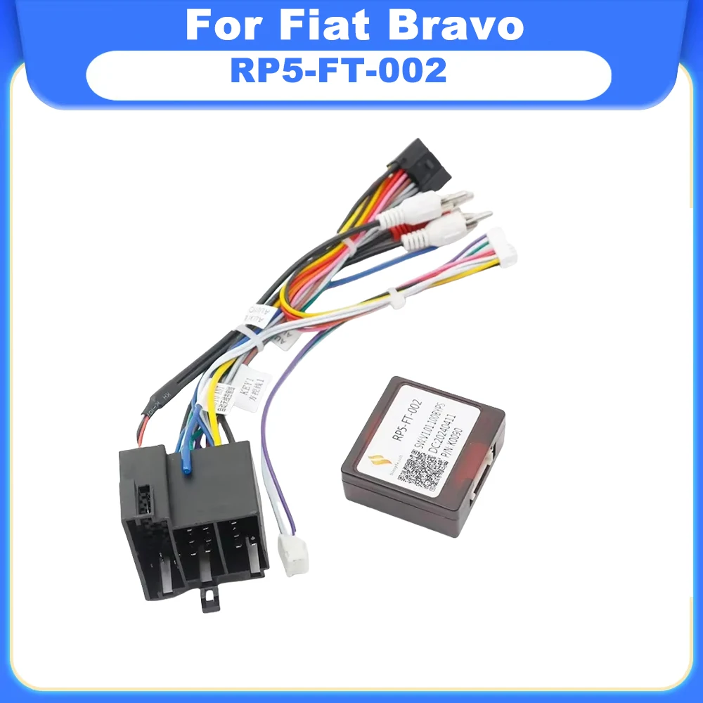 Car 12pin Wiring Harness Adapter Canbus Box Decoder Android Radio Power Cable For Fiat Bravo RP5-FT-002