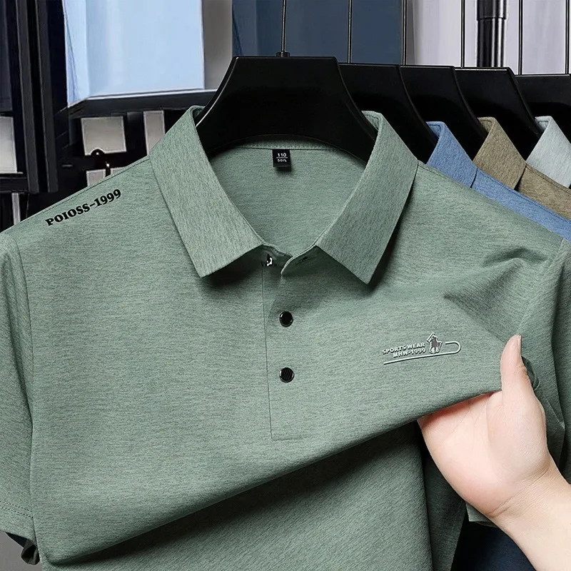 High End Male Polo Shirts Turn-down Collar Short Long Sleeve Summer Autumn Casual Tops & Tees