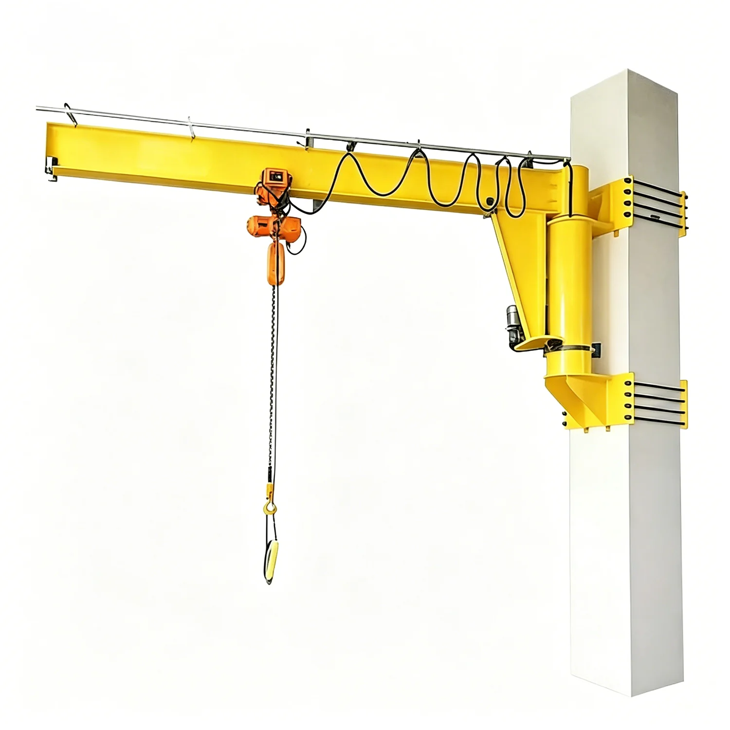 Customized Henan Light Duty Remote Control 1Ton 250kg 500kg Electric Rotation Column Jib Crane With 3M 6M 9M Lifting Height