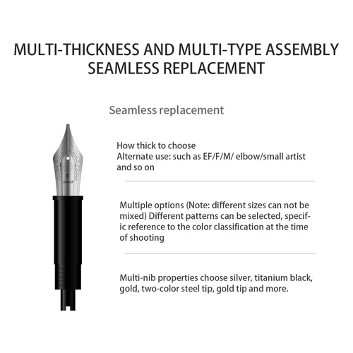 Imagen 2 del producto HongDian No.35 Punta suave EF F M Convertidor de ensamblaje/Versión de pistón Unidad de punta de pluma estilográfica OEM para caligrafía y escritura de papelería