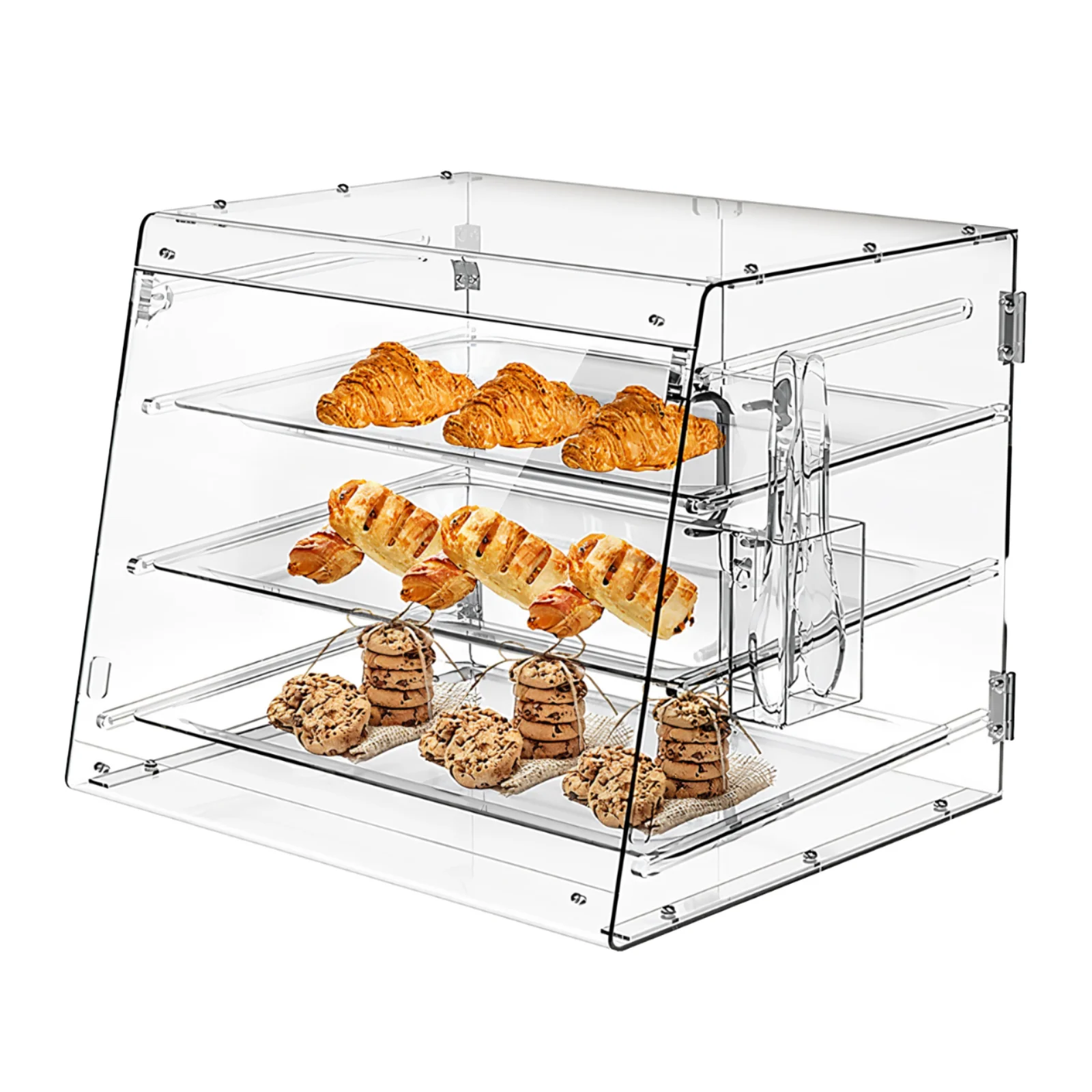 

Customized Modern Acrylic Lightweight Freestanding 3-Shelf Bread Display Stand Eco-Friendly Recyclable Material Easy Assembly