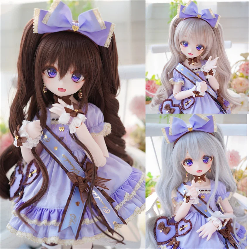 BJD/DD wigs for 1/3, 1/4, 1/6 High temperature silk detachable  double ponytail long curly hair BJD accessoes(no doll)