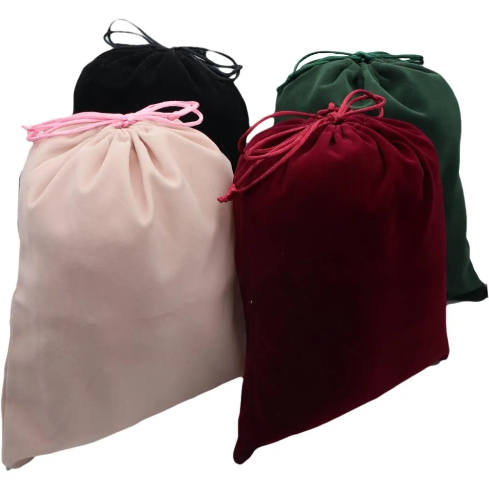 8 sztuk dużych aksamitnych woreczków ze sznurkiem, aksamitna torba 20x25 cm, woreczki do przechowywania, kosmetyczki, woreczki przeciwkurzowe, 8 sztuk (czarne)