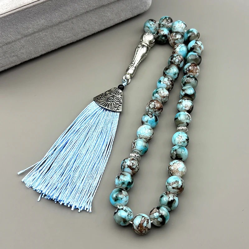 

33Pcs Glass Rosary Muslim Prayer Hand Bracelets String Tassel Pendant Islamic Middle East Uae Dubai Arab Islamic Jewelry Gifts