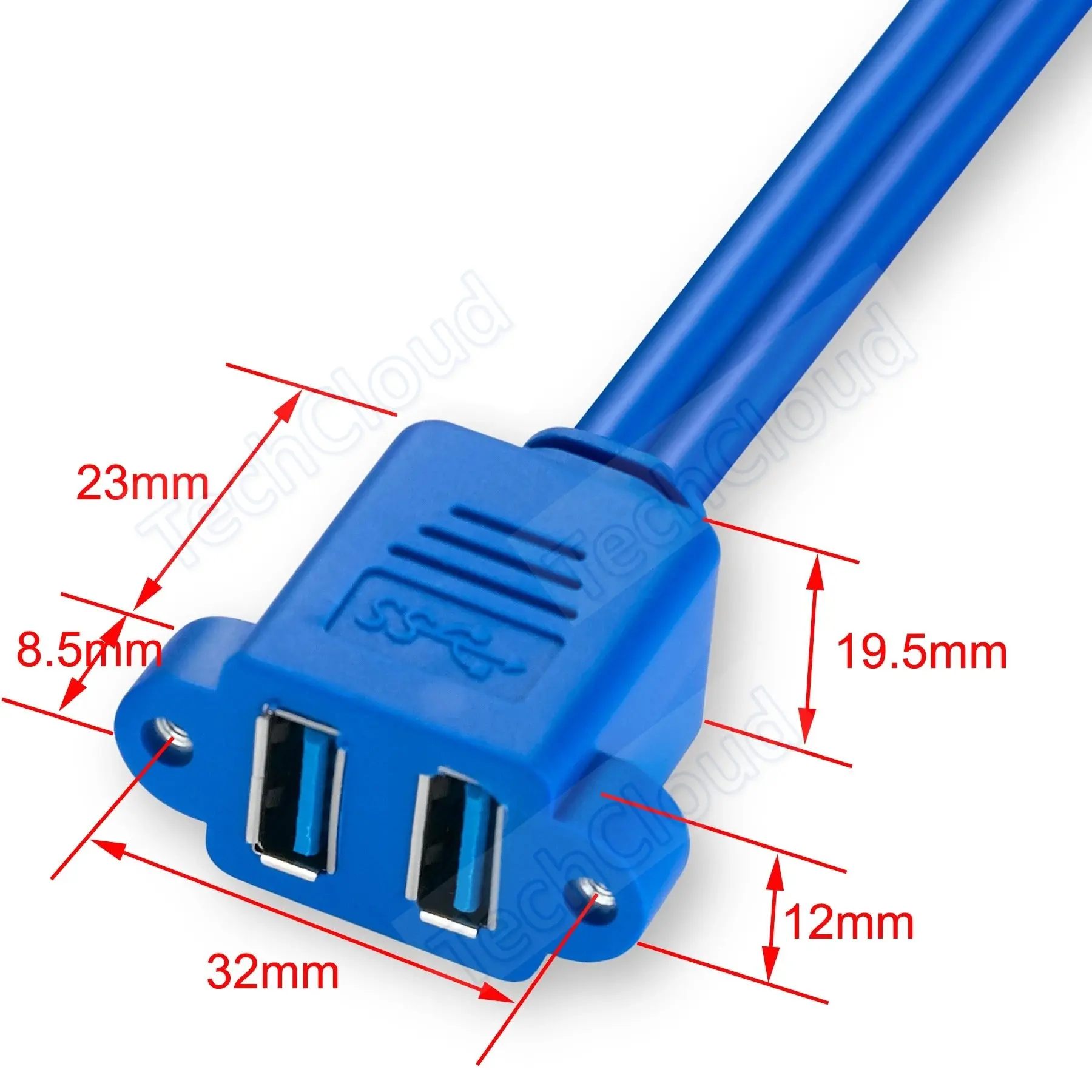 Dual USB male to female expansion cable twin port usb3 0 extension cable With panel mounting screw holes