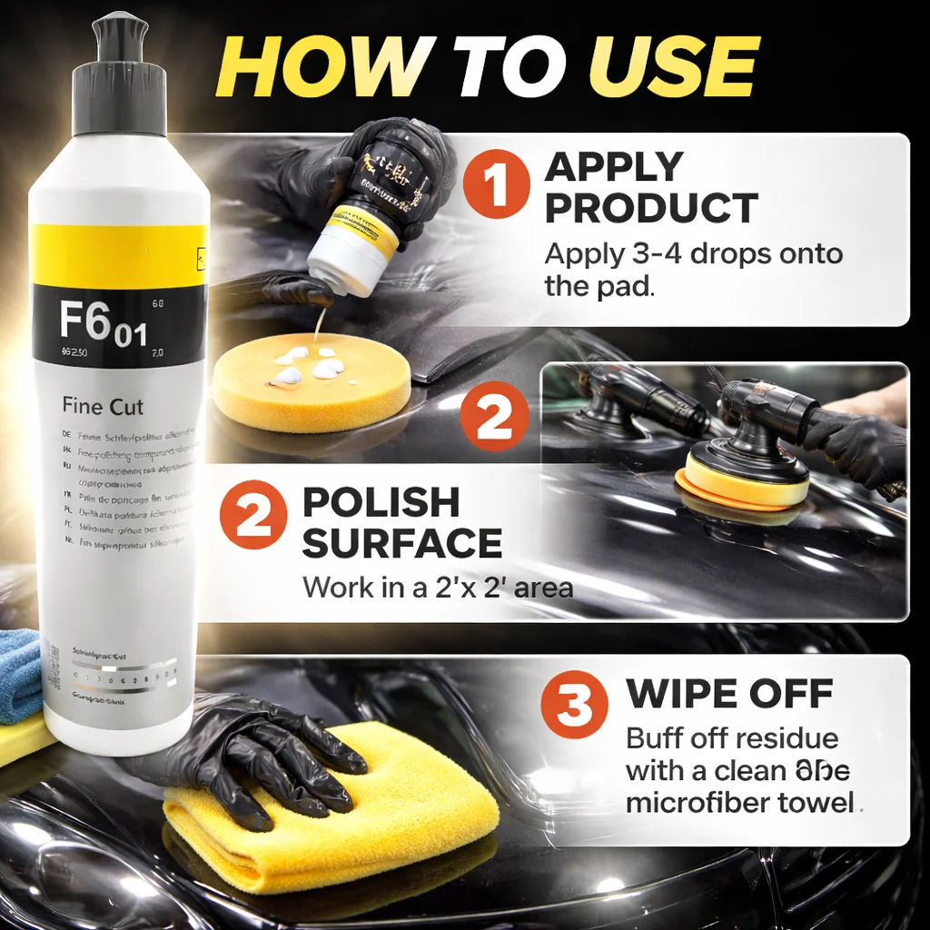 Fine Cut F6.01 Polish Compound 250ml– Professional Car Polish, Smooth Finish & Scratch Removal, 250ml