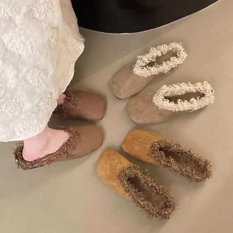 Fall/winter plush slippers fashionable unique comfortable warm suitable indoor use lightweight ideal lazy people Cotton slippers