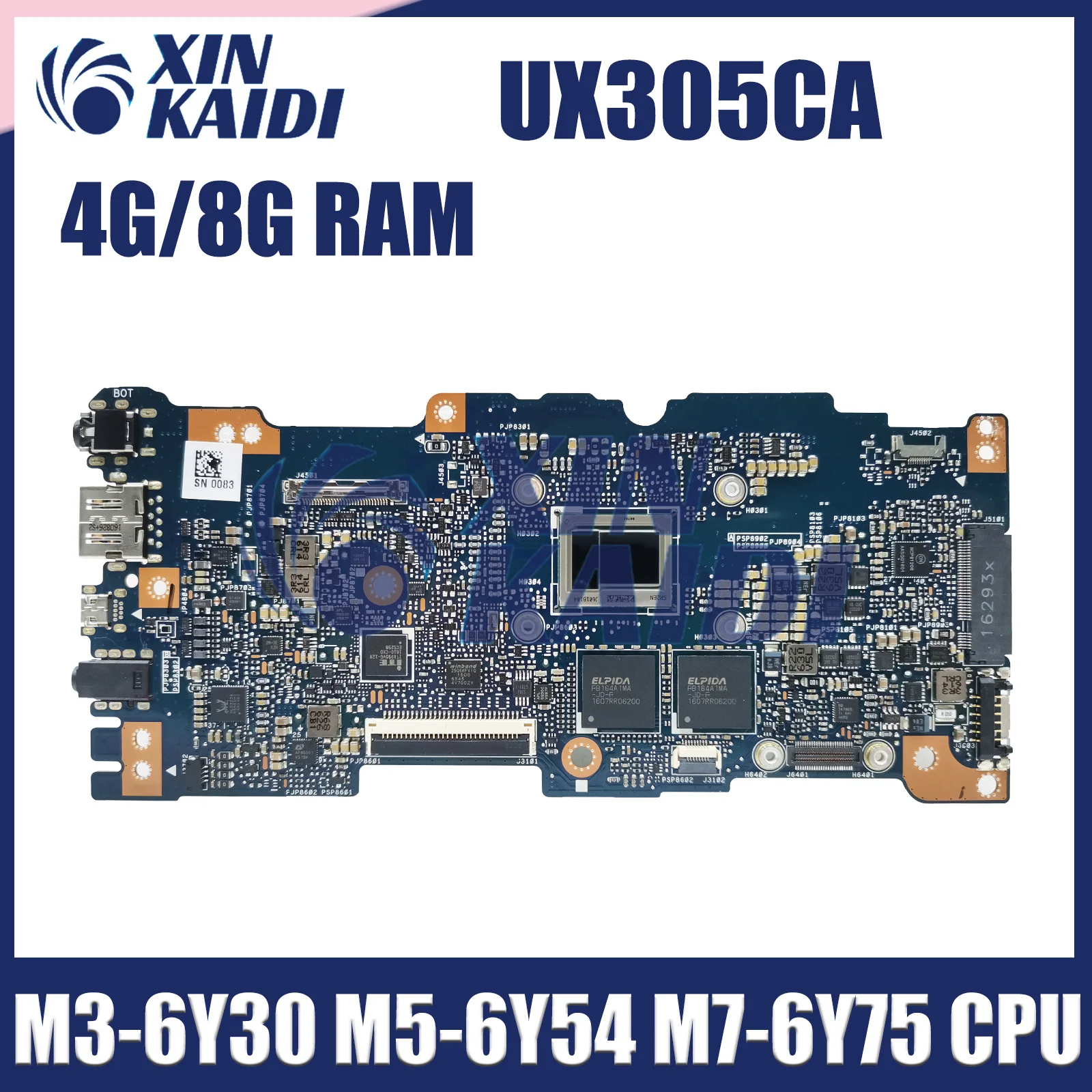 Computer Mainboard REV 2.0 for ASUS Zenbook UX305CA UX305 UX305C Laptop Motherboard With M3-6Y30 M5-6Y54 M7-6Y75 CPU 4G 8G-RAM