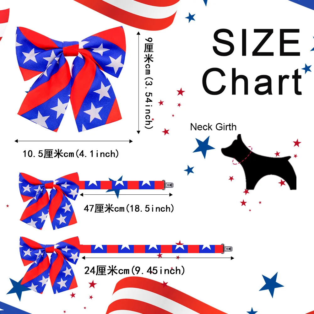 80pcs Dog Bowtie American Independence Day Small Large Dog Bowties Necktie Bulk Adjustable Cat Bowtie Collar Pet Dog Accessories