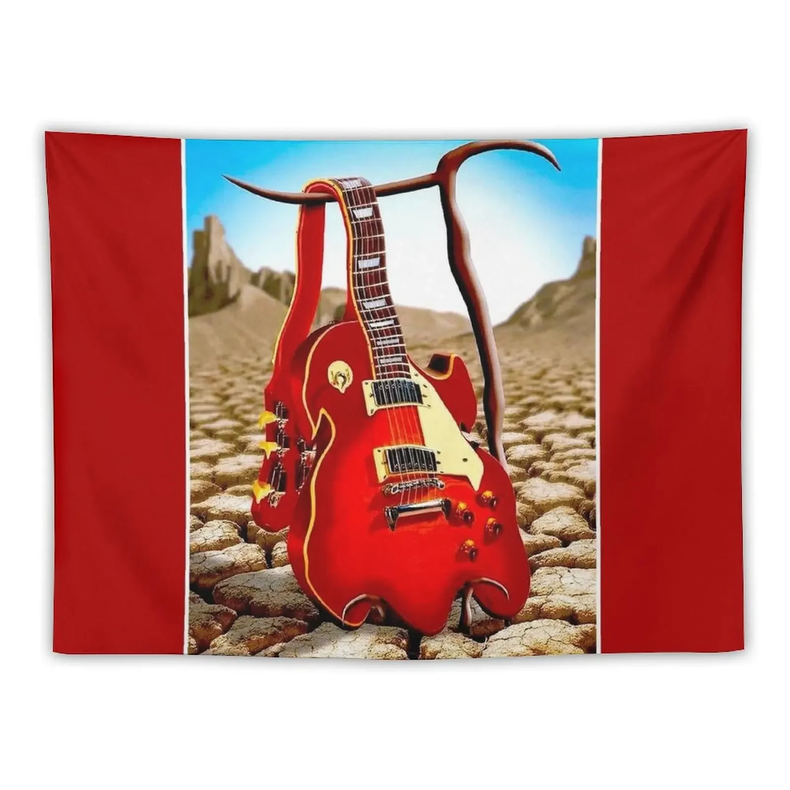 

MELTED GUITAR : Vintage AbstractDesert Print Tapestry Aesthetic Home Decor Decoration Home Decorations For Your Bedroom Tapestry