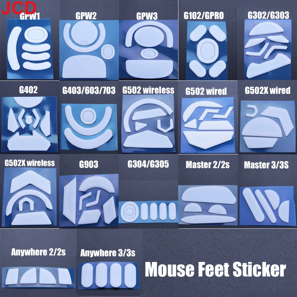 JCD 1Set White Mouse Feet Sticker For Logitech G302 G303 G304 G305 G402 G405 GPRO G502 G502X G903 GPW Mouse Skates Feet Pads view 2