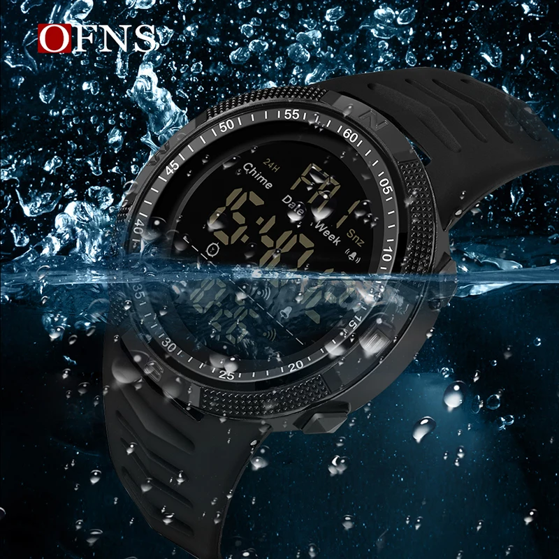 OFNS Luxury Brand Digital Watch Men 50M Waterproof Sport Watches Military LED Light Stopwatch Clock Electronic Reloj Hombre