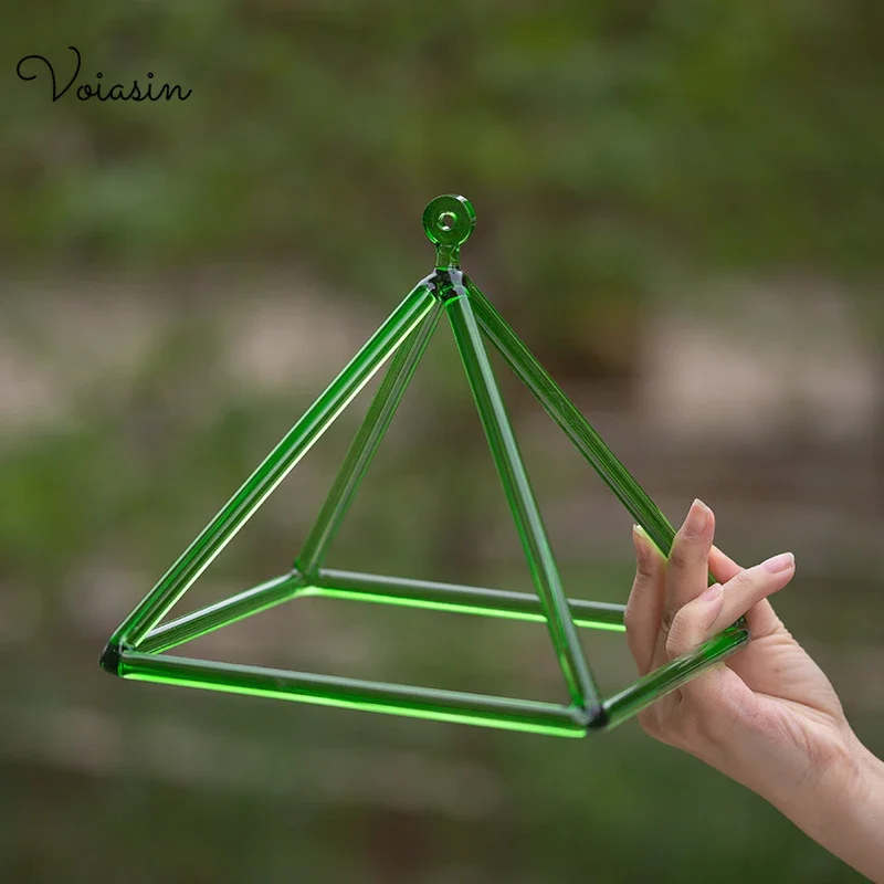 

5-12inch Green Crystal Singing Pyramid, for Energy Balancing, Yoga Meditation,Top Sound Healing Instruments, with String Set