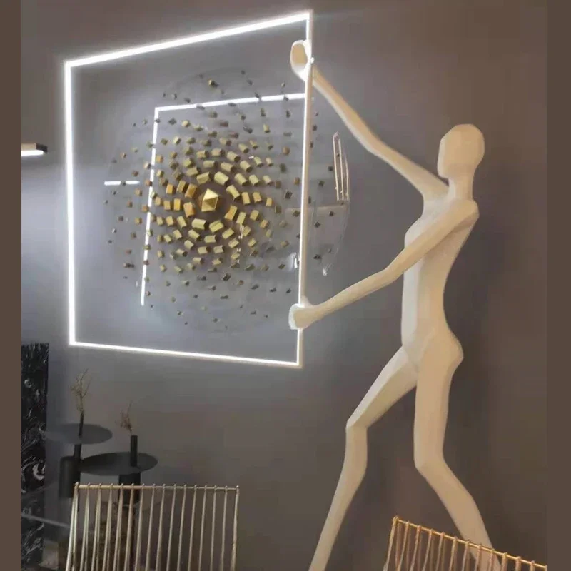 Simple figure floor lamp art sculpture Sales Office Exhibition Hall figure ornament figure holding ball lamp