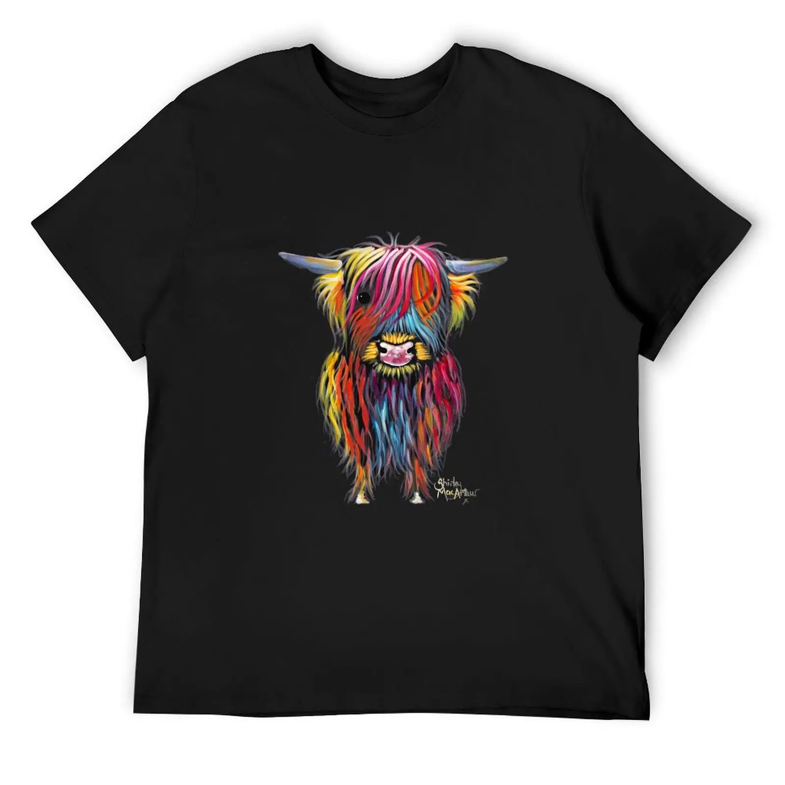 Scottish Hairy Highland Cow ' BRAVEHEART ' by Shirley MacArthur T-Shirt boys whites anime t shirts heavyweights Men's t-shirt