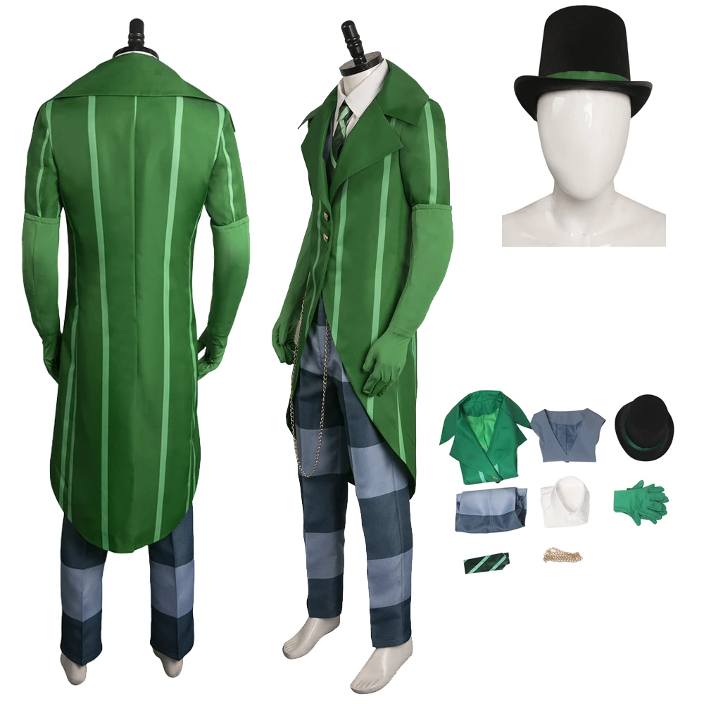 

Movie Male Role Play Villain Once Cos Ler Lorax Cosplay Green Costume Hat Outfits Fantasy Halloween Carnival Disguise Role Suit