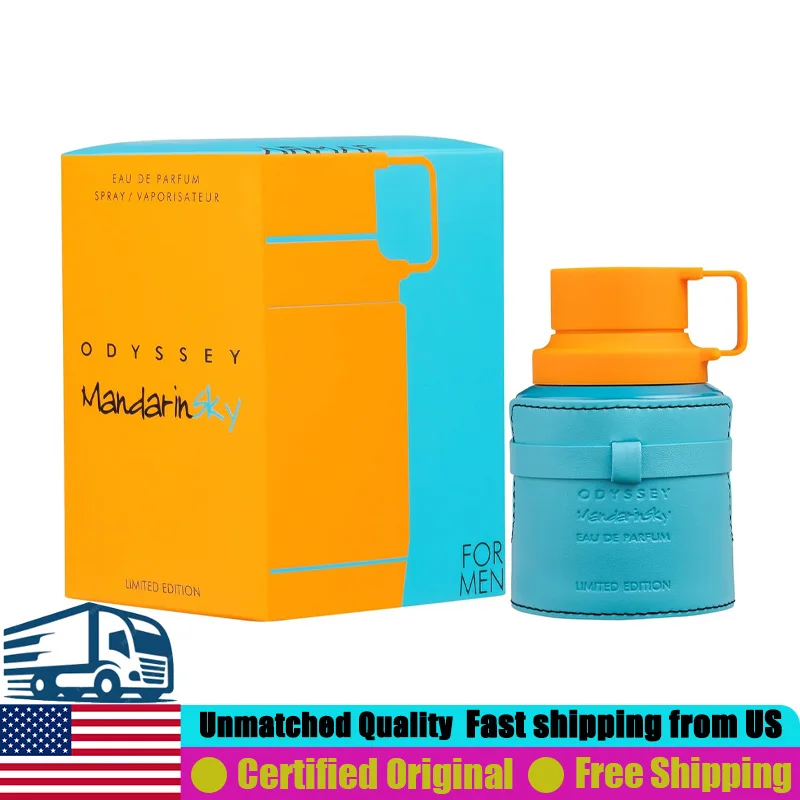 Armaf Odyssey Mandarin Sky Eau de Parfum 3.4 Ounce Premium Arabian Perfumes 100ML Lasting Woody Spicy Pheromones Cologne for Men