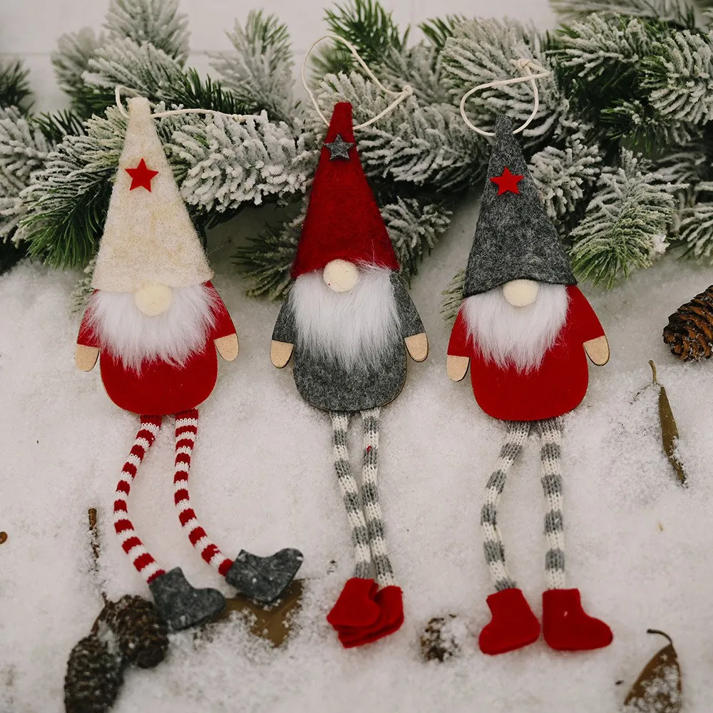 3 Pack Christmas Faceless Long Leg Gnome Santa Xmas Tree Hanging Drop Ornament Doll Decorations for Home Pendant Gifts