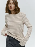 Bornladies Autumn New Fashion Women Cotton Striped Long Sleeve T Shirt Office Casual Simple Round Neck Pullover Tops & Tees