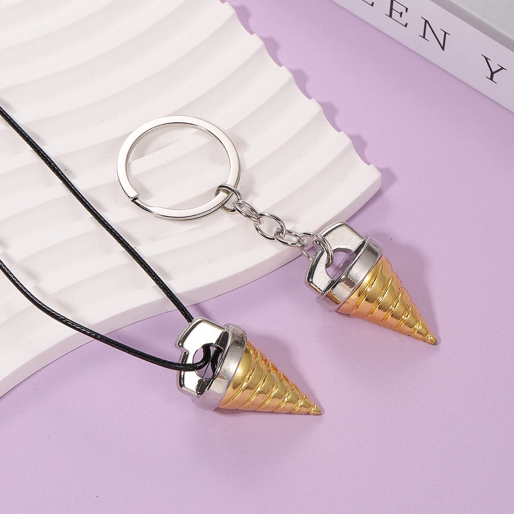 Neue geometrische Kegel Anhänger Schlüsselanhänger Halskette Unisex Mode vielseitige Anime Zubehör Großhandel