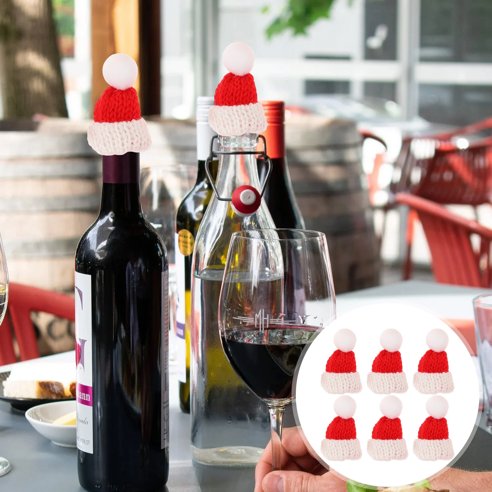 20 piezas pequeños sombreros de Papá Noel pequeños para muñecas Navidad Mini suministros colgantes de lana soportes para cubiertos