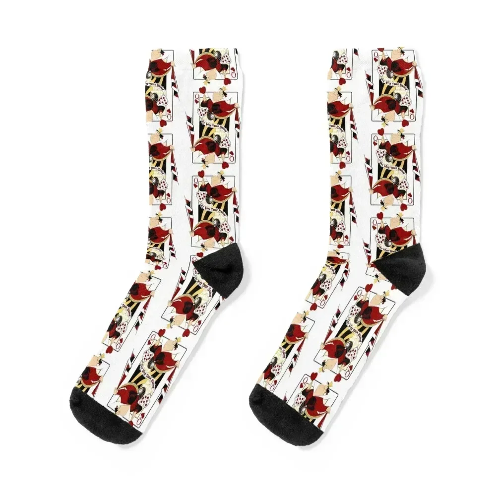 

Alicé In Wonderland Queen Of Hearts Playing Card Socks custom New year's short golf Socks For Men Women's