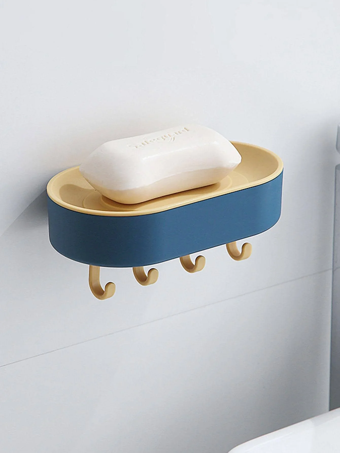 1PC-wall storage rack with hook bathroom multifunctional shelf with hook drain soap box