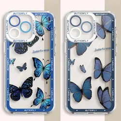 Butterfly Printed Phone Case for Apple iPhone 7 8 11 SE 12 Pro XS Max XR 14 Pro Max 13 Mini 15 Plus Transparent Soft Cover