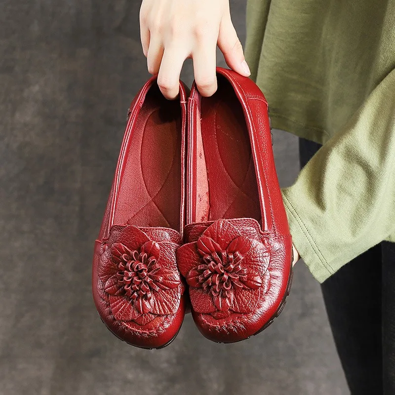2.5cm New Mom Flat Bottom Soft Bottom Comfortable Non-slip Round Head Middle-aged and Elderly Women with Single Shoes